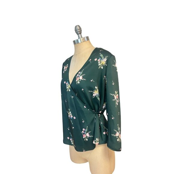 Ted Baker Green Floral Aleexx Wrap Blouse Top TB SZ 2 US 4-6 S - Picture 4 of 6